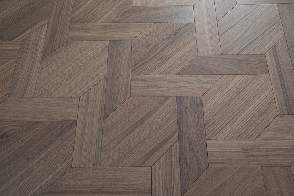 YXPH121 Black Walnut Knot-Weave Pattern Parquet Flooring | Chinese Knot Series
