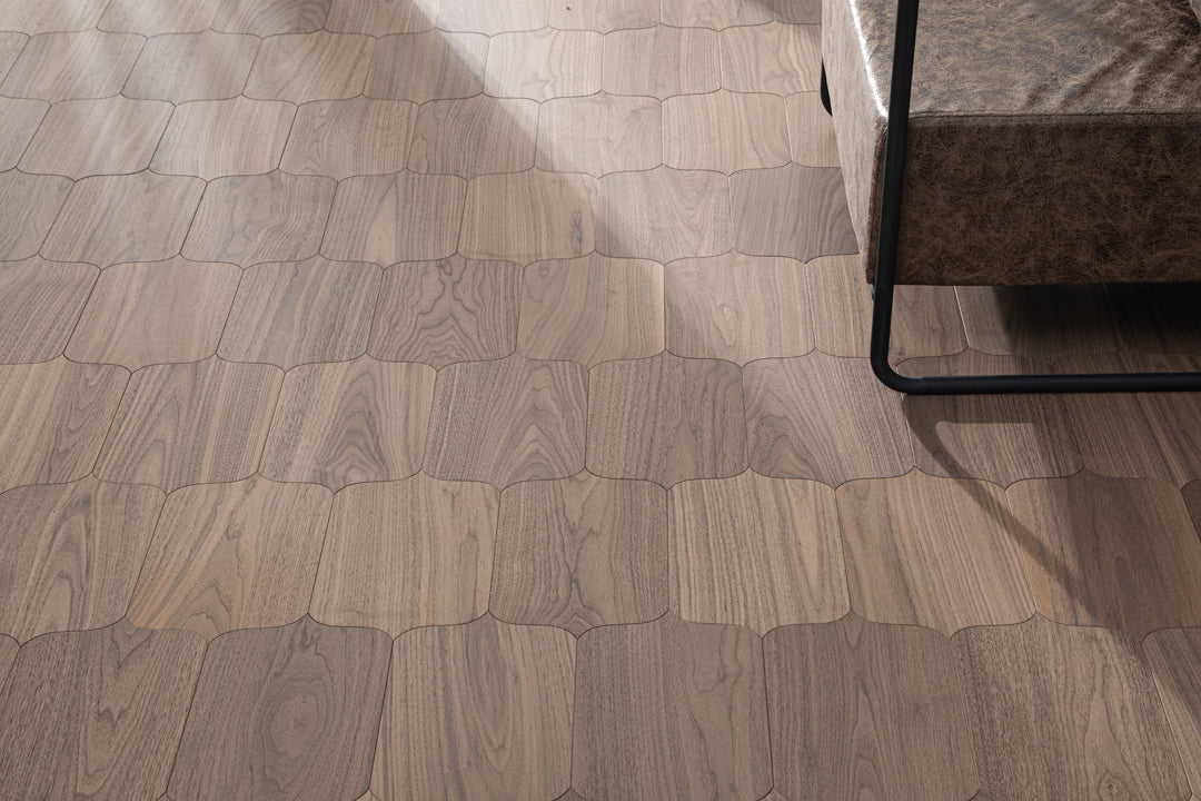 YXPH122 Black Walnut Decorative Cartouche Parquet Flooring | Shield Series