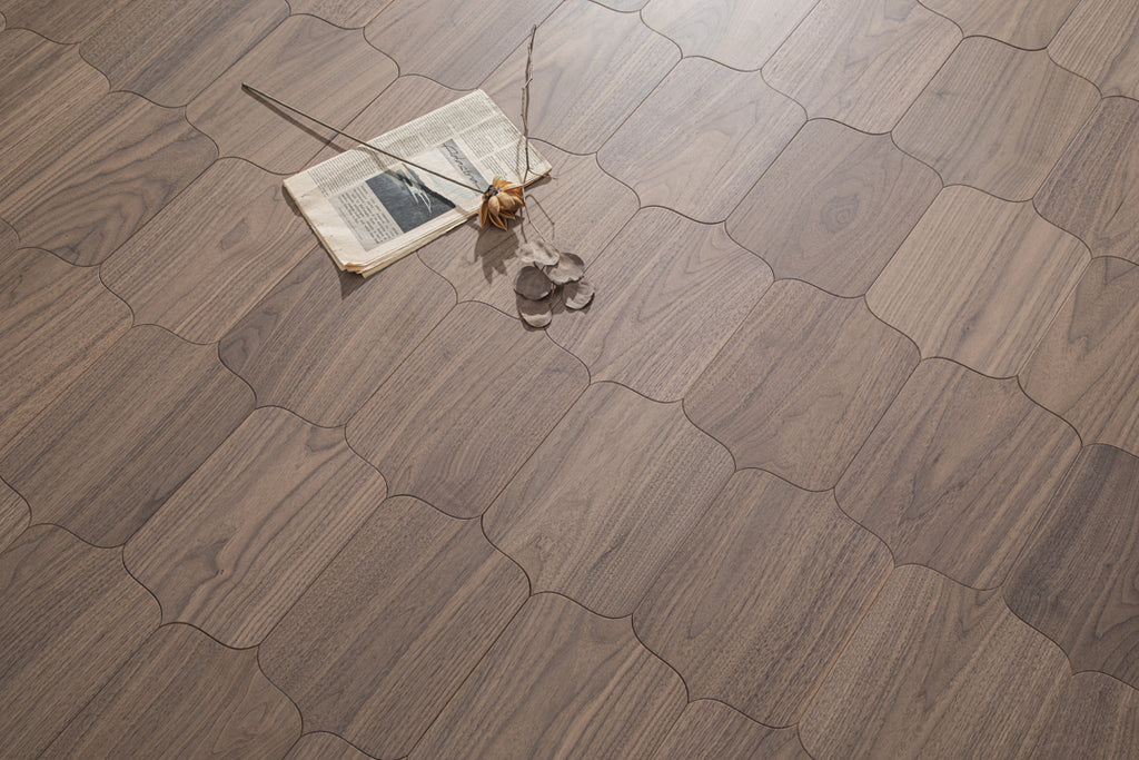 YXPH122 Black Walnut Decorative Cartouche Parquet Flooring | Shield Series