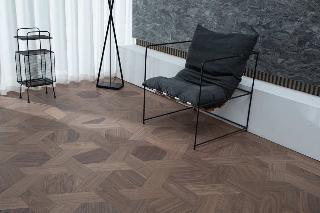 YXPH125 Black Walnut Hexagonal Woven Parquet Flooring | Honeycomb Motif Series