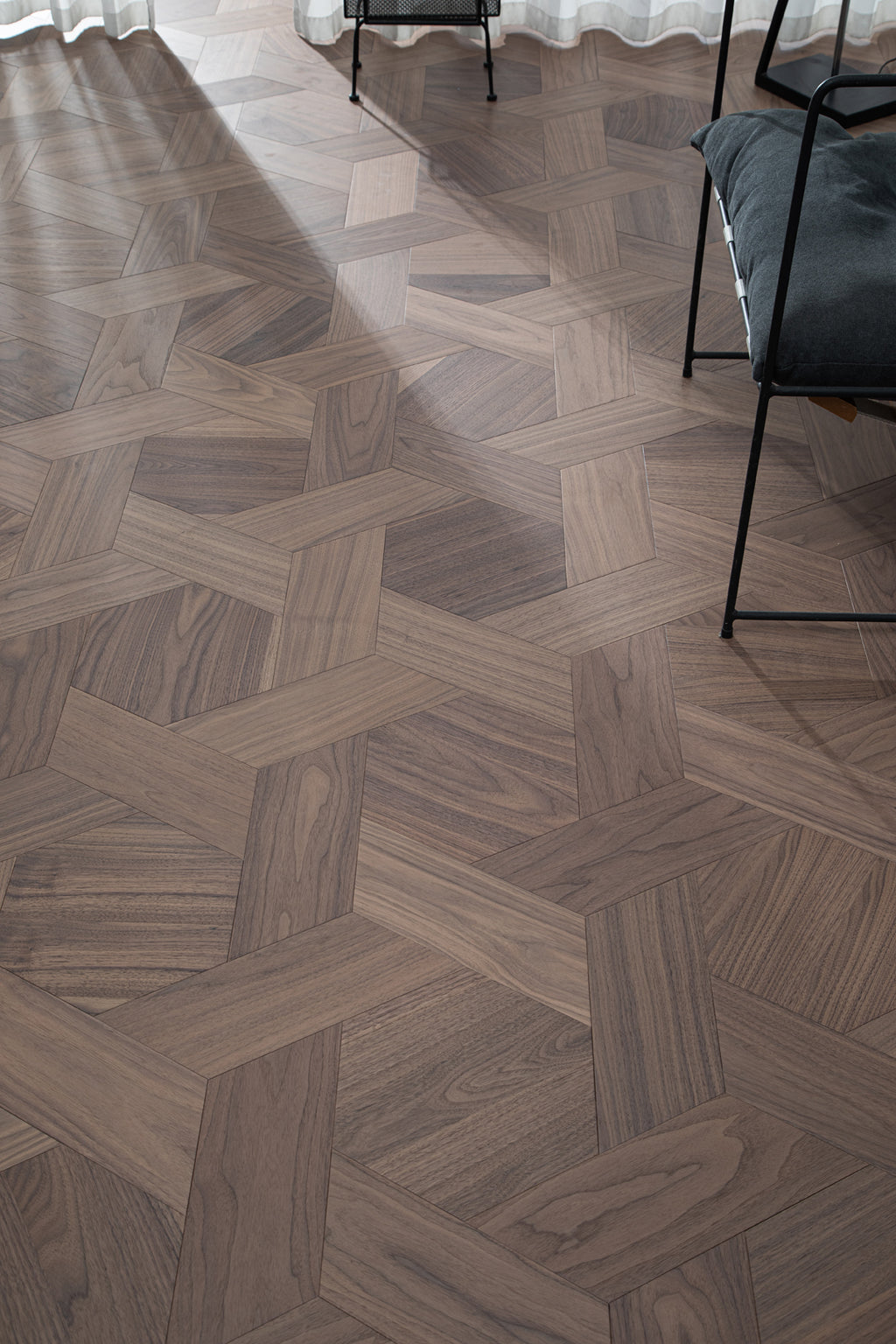 YXPH125 Black Walnut Hexagonal Woven Parquet Flooring | Honeycomb Motif Series