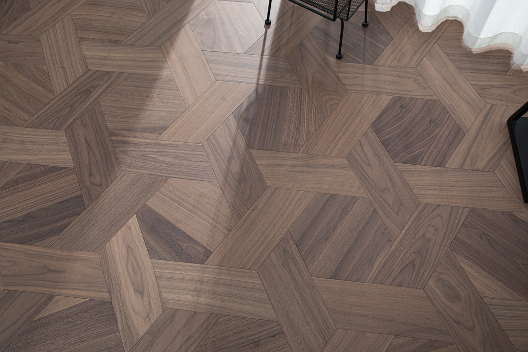 YXPH125 Black Walnut Hexagonal Woven Parquet Flooring | Honeycomb Motif Series