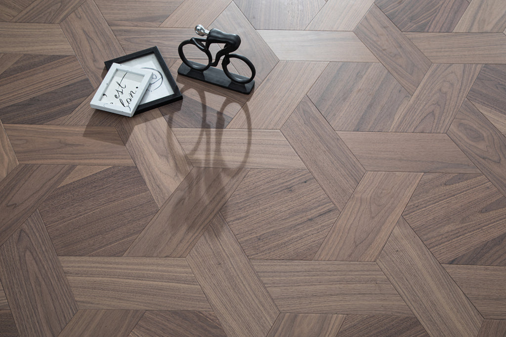 YXPH125 Black Walnut Hexagonal Woven Parquet Flooring | Honeycomb Motif Series