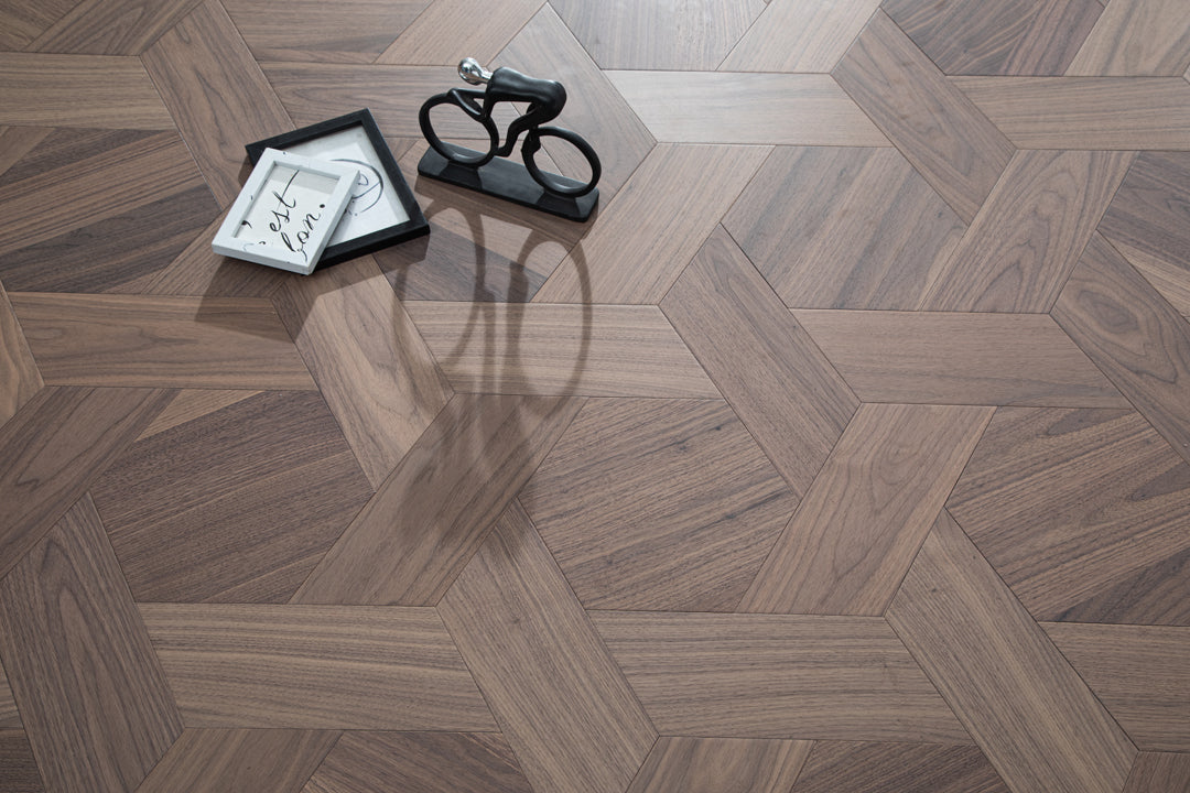 YXPH125 Black Walnut Hexagonal Woven Parquet Flooring | Honeycomb Motif Series