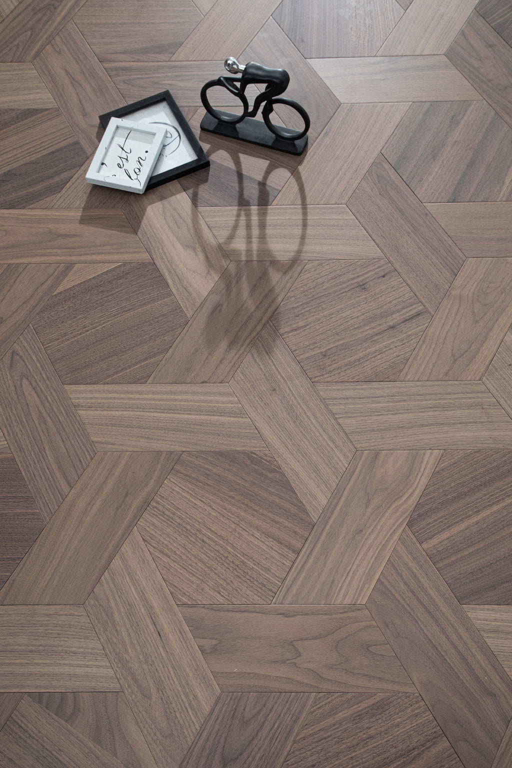 YXPH125 Black Walnut Hexagonal Woven Parquet Flooring | Honeycomb Motif Series