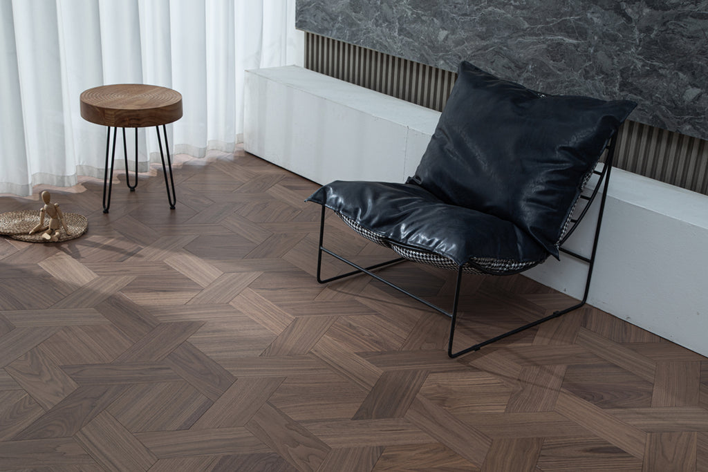 YXPH126 Black Walnut Hexagonal Woven Parquet Flooring | Honeycomb Motif Series
