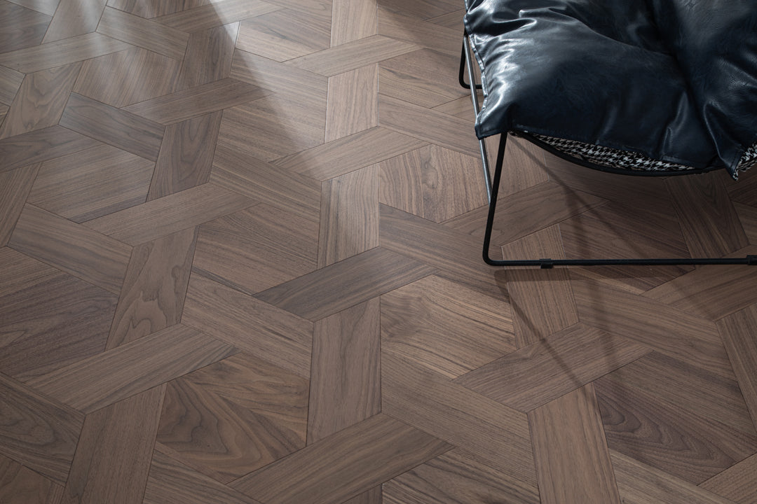 YXPH126 Black Walnut Hexagonal Woven Parquet Flooring | Honeycomb Motif Series