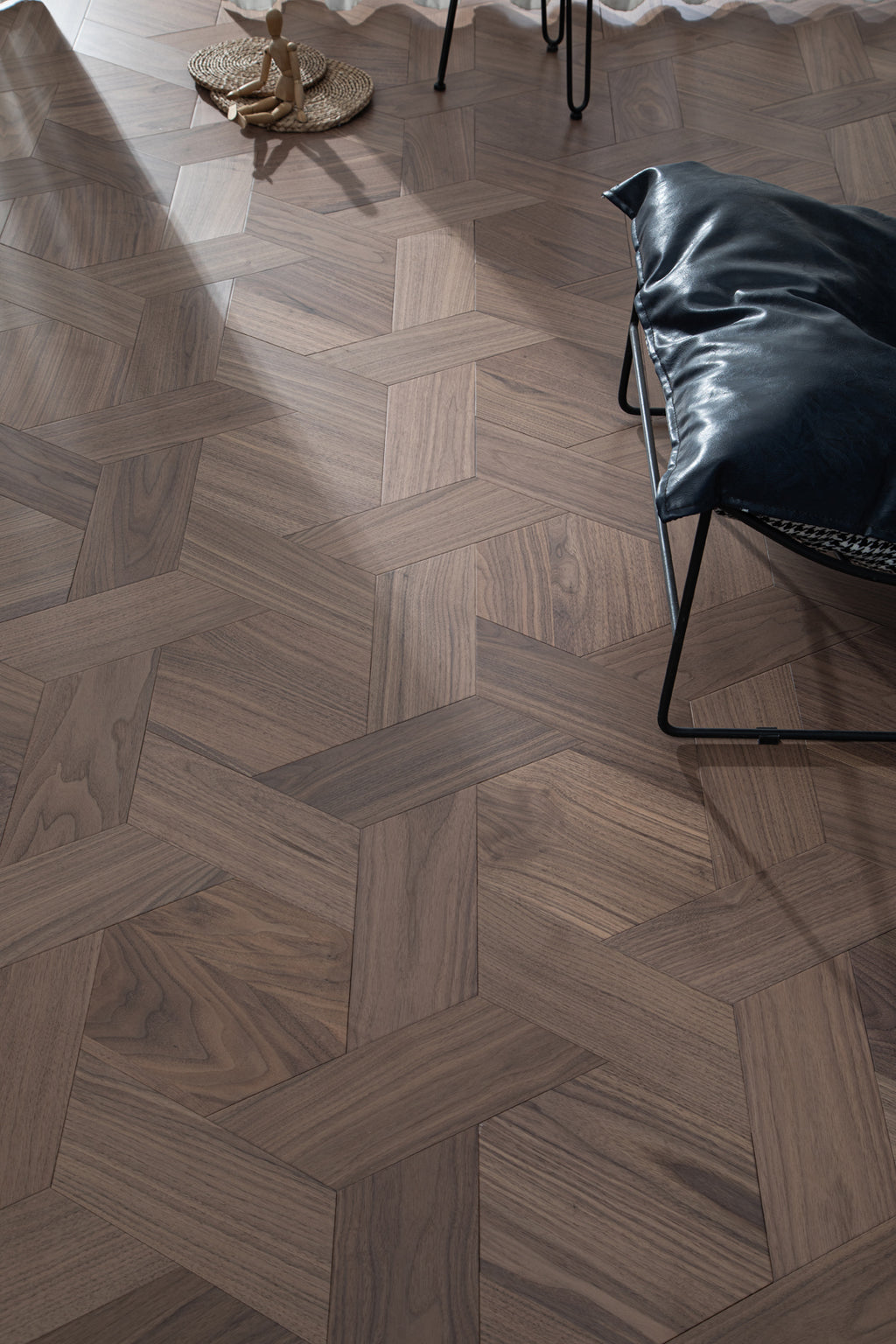 YXPH126 Black Walnut Hexagonal Woven Parquet Flooring | Honeycomb Motif Series