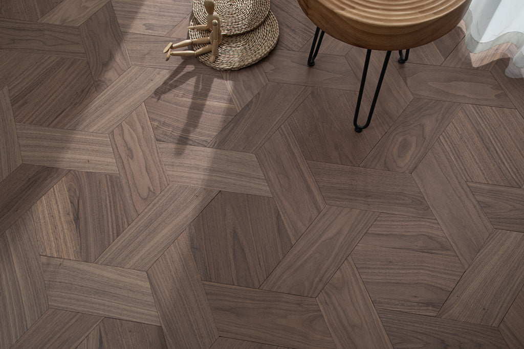 YXPH126 Black Walnut Hexagonal Woven Parquet Flooring | Honeycomb Motif Series