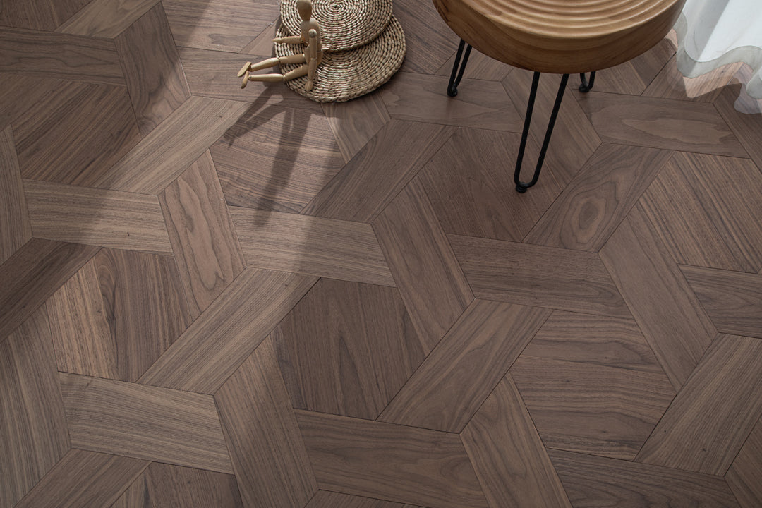 YXPH126 Black Walnut Hexagonal Woven Parquet Flooring | Honeycomb Motif Series