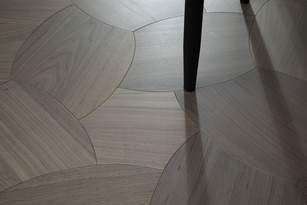 YXPH127 Black Walnut Petal-Shaped Modular Parquet Flooring | Lotus Flower Series