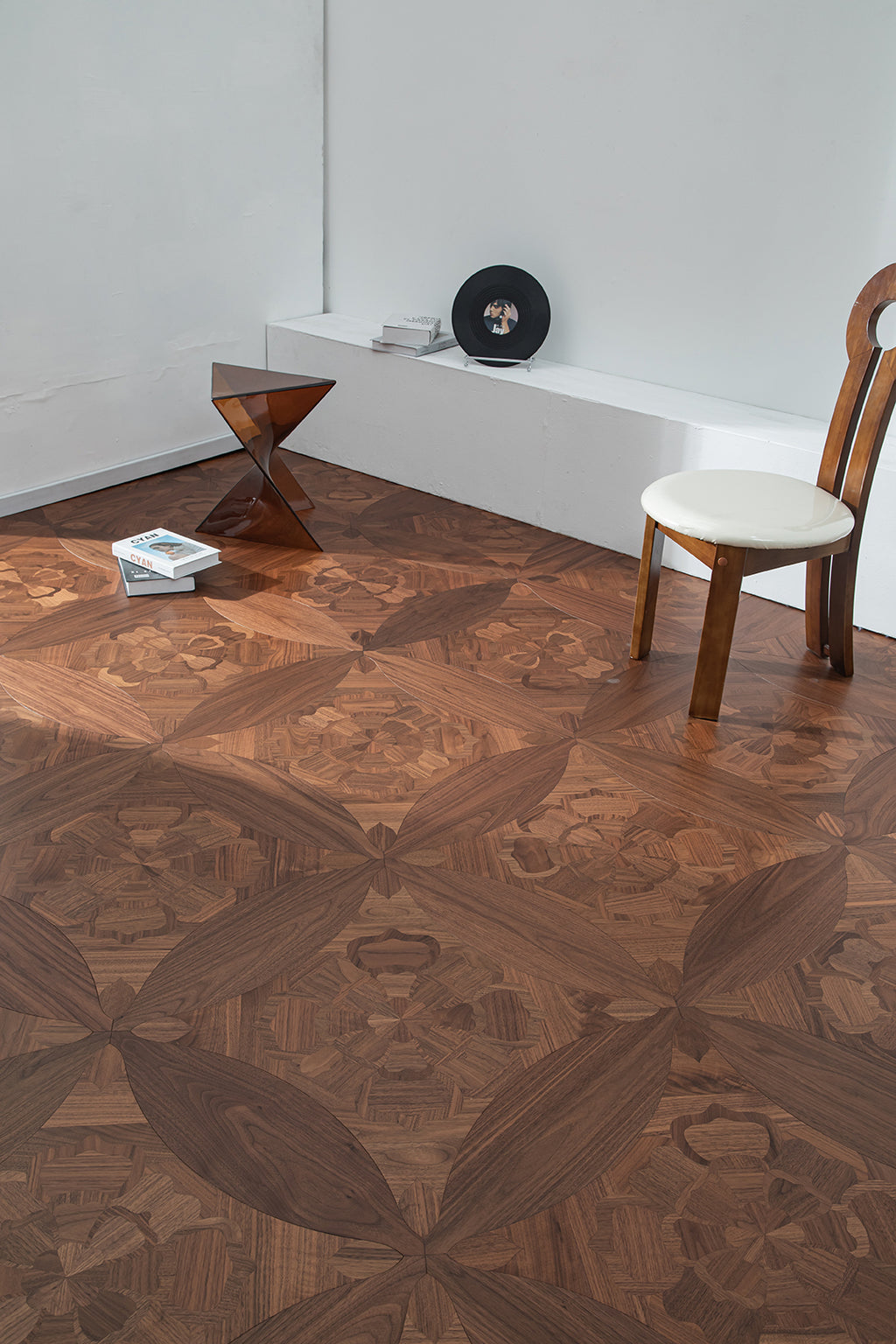 YXPH133 Black Walnut Floral Marquetry Parquet Flooring | Princess Anne Series