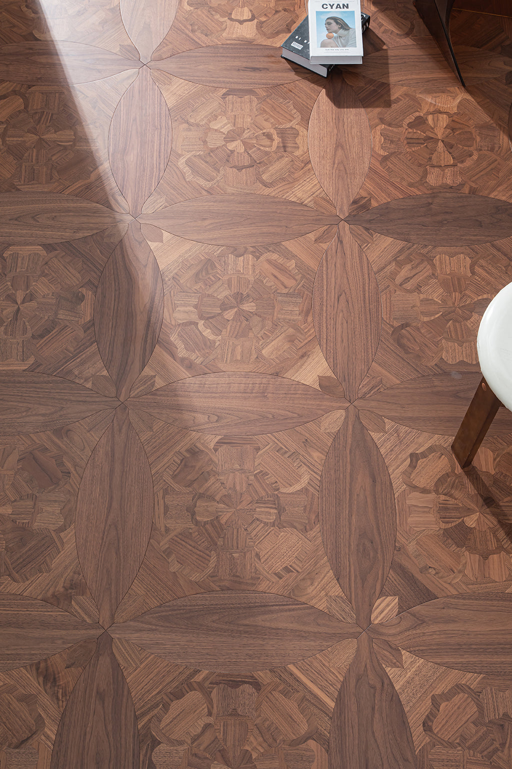 YXPH133 Black Walnut Floral Marquetry Parquet Flooring | Princess Anne Series