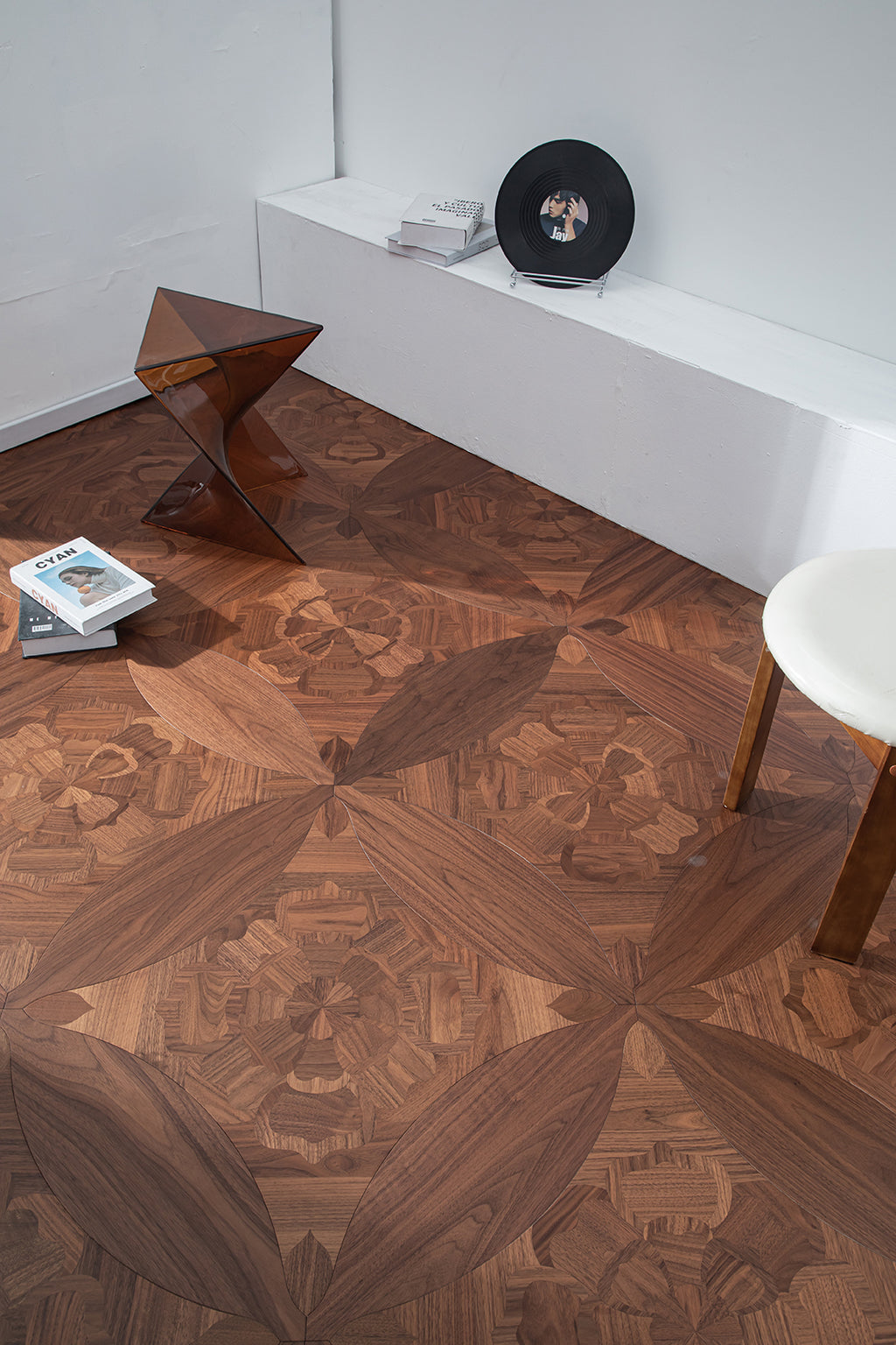 YXPH133 Black Walnut Floral Marquetry Parquet Flooring | Princess Anne Series