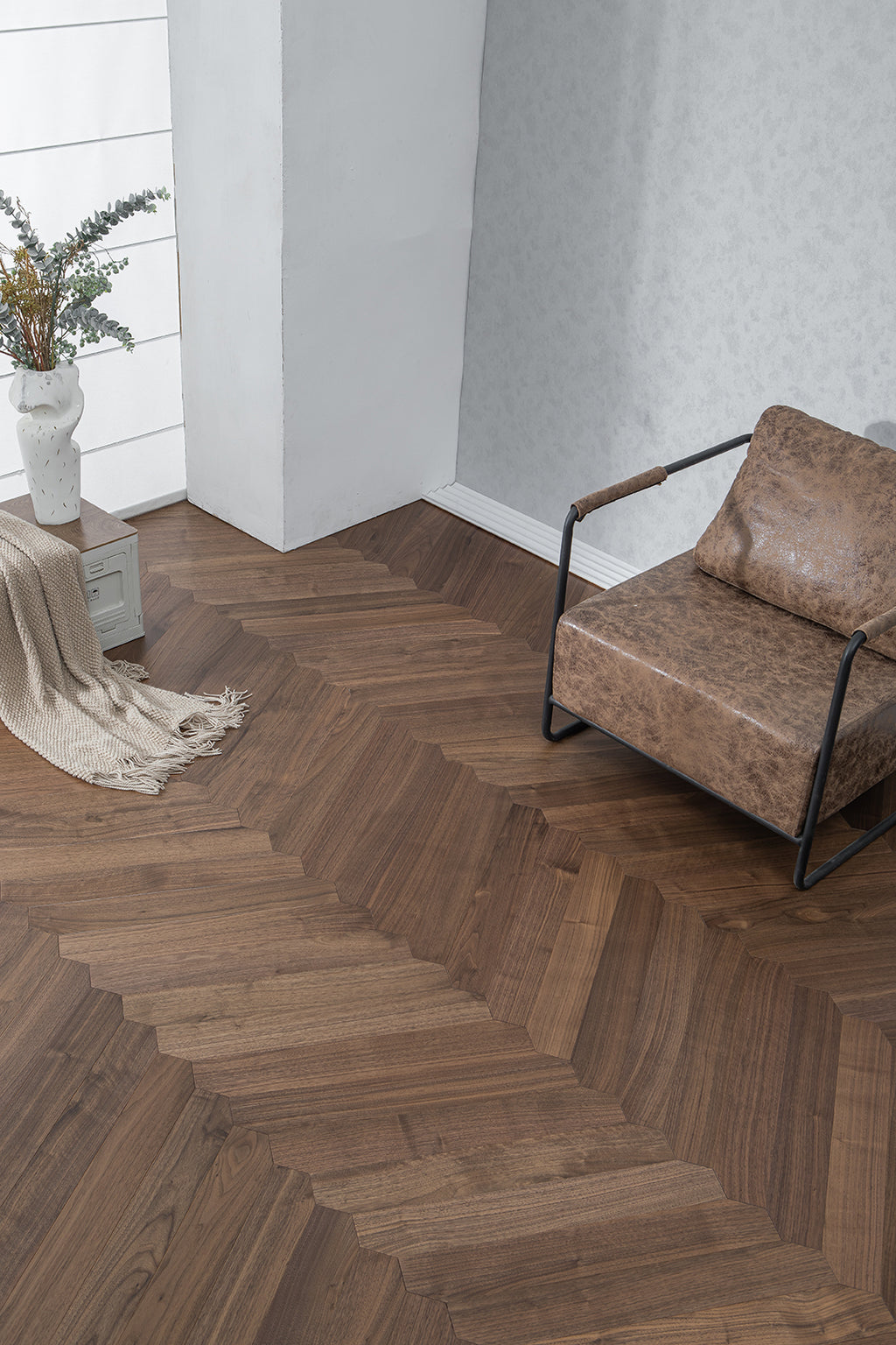 YXPH138 Black Walnut Flowing Chevron Parquet Flooring | Ribbon Series