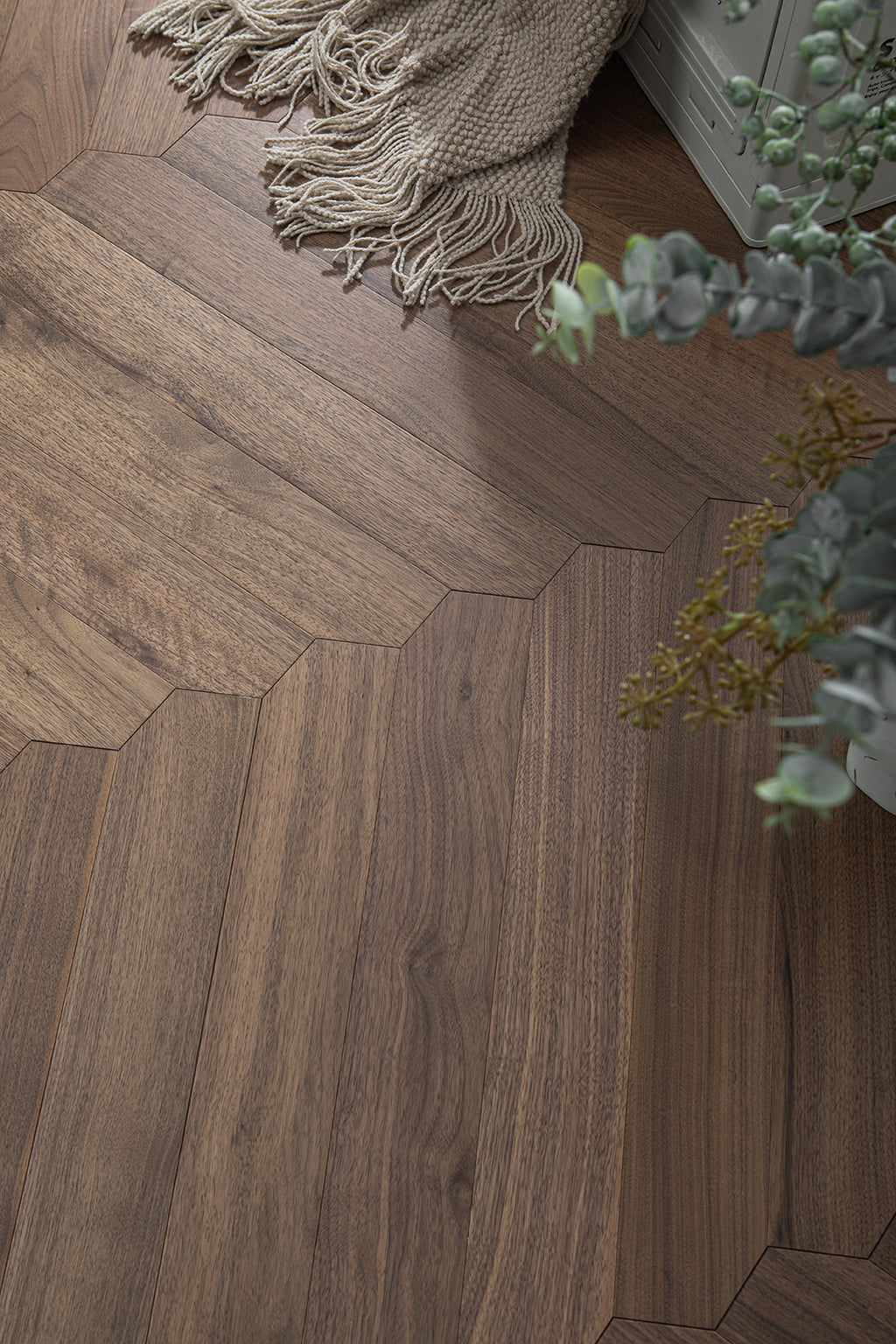 YXPH138 Black Walnut Flowing Chevron Parquet Flooring | Ribbon Series