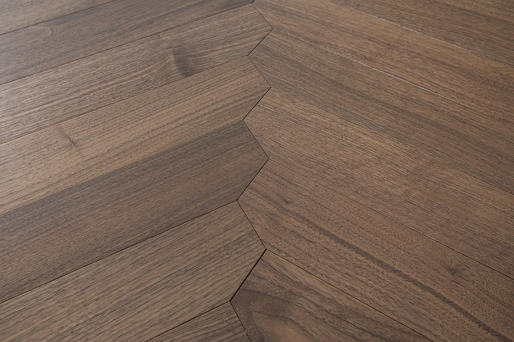 YXPH138 Black Walnut Flowing Chevron Parquet Flooring | Ribbon Series