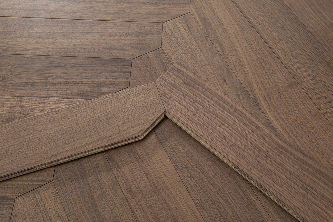 YXPH138 Black Walnut Flowing Chevron Parquet Flooring | Ribbon Series