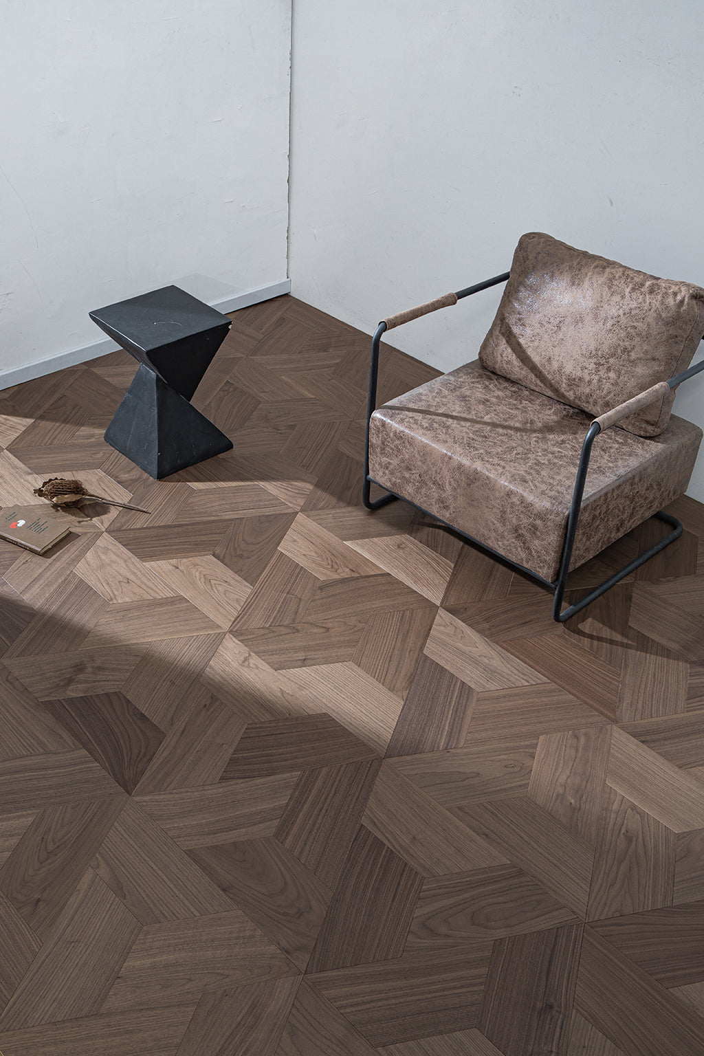 YXPH116 Black Walnut Asymmetric Polygon Parquet Flooring | Fragmented Jade Series
