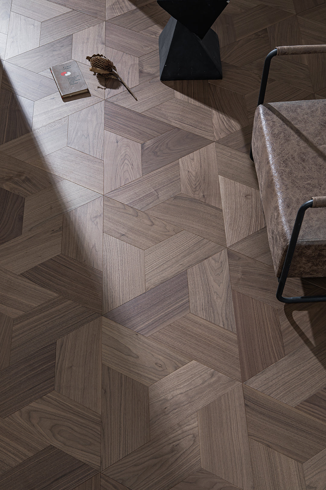 YXPH116 Black Walnut Asymmetric Polygon Parquet Flooring | Fragmented Jade Series