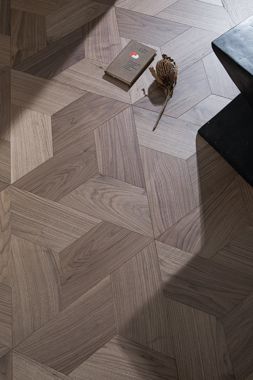 YXPH116 Black Walnut Asymmetric Polygon Parquet Flooring | Fragmented Jade Series