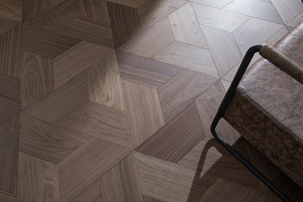 YXPH116 Black Walnut Asymmetric Polygon Parquet Flooring | Fragmented Jade Series