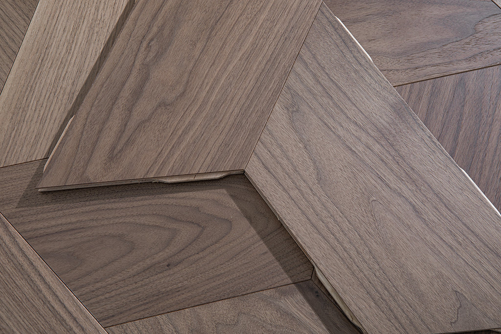 YXPH116 Black Walnut Asymmetric Polygon Parquet Flooring | Fragmented Jade Series