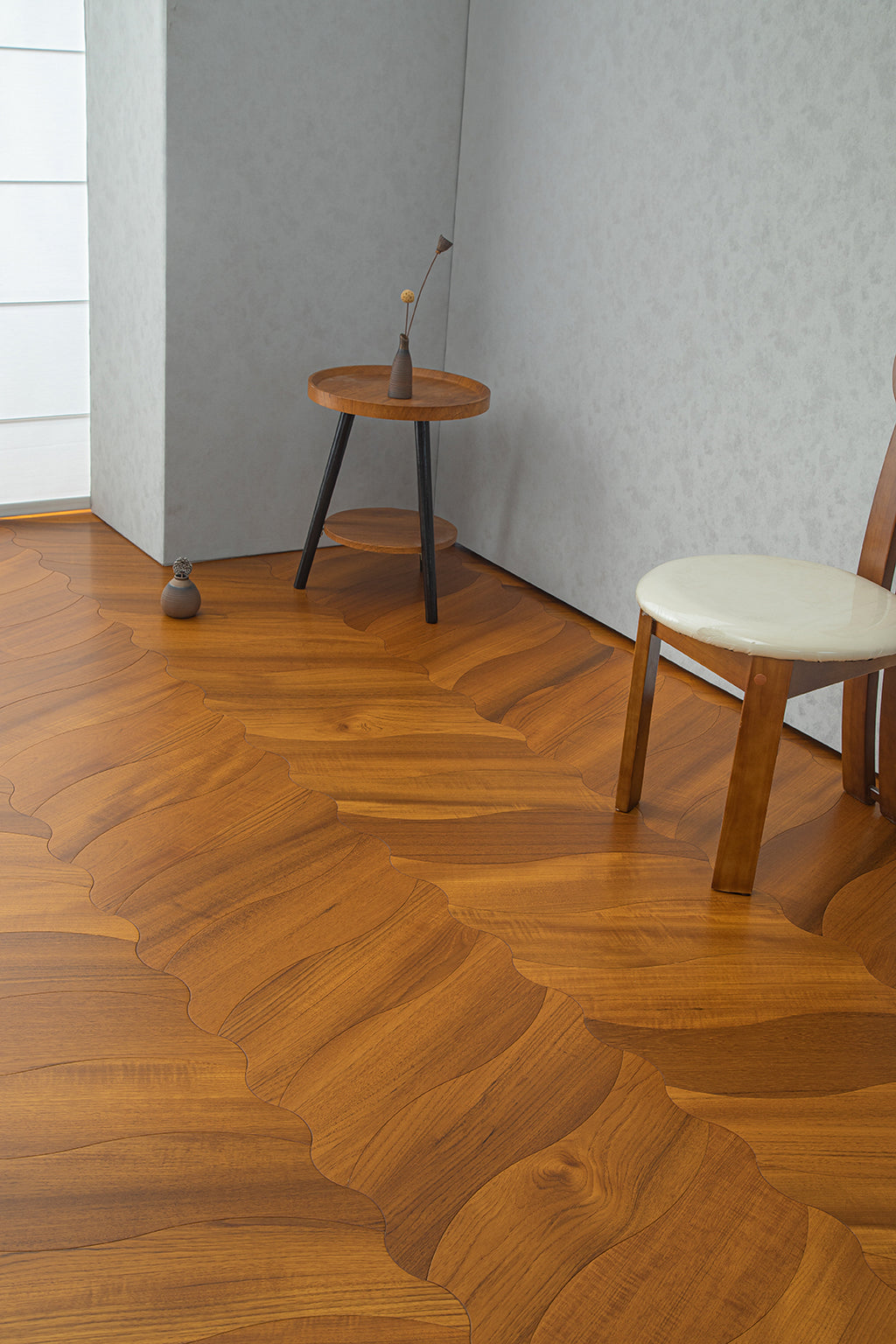 YXPY505 Teak Undulating Ripple Premium Parquet Flooring | Wave Series