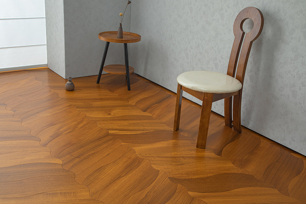 YXPY505 Teak Undulating Ripple Premium Parquet Flooring | Wave Series