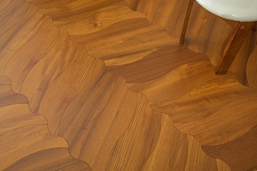 YXPY505 Teak Undulating Ripple Premium Parquet Flooring | Wave Series