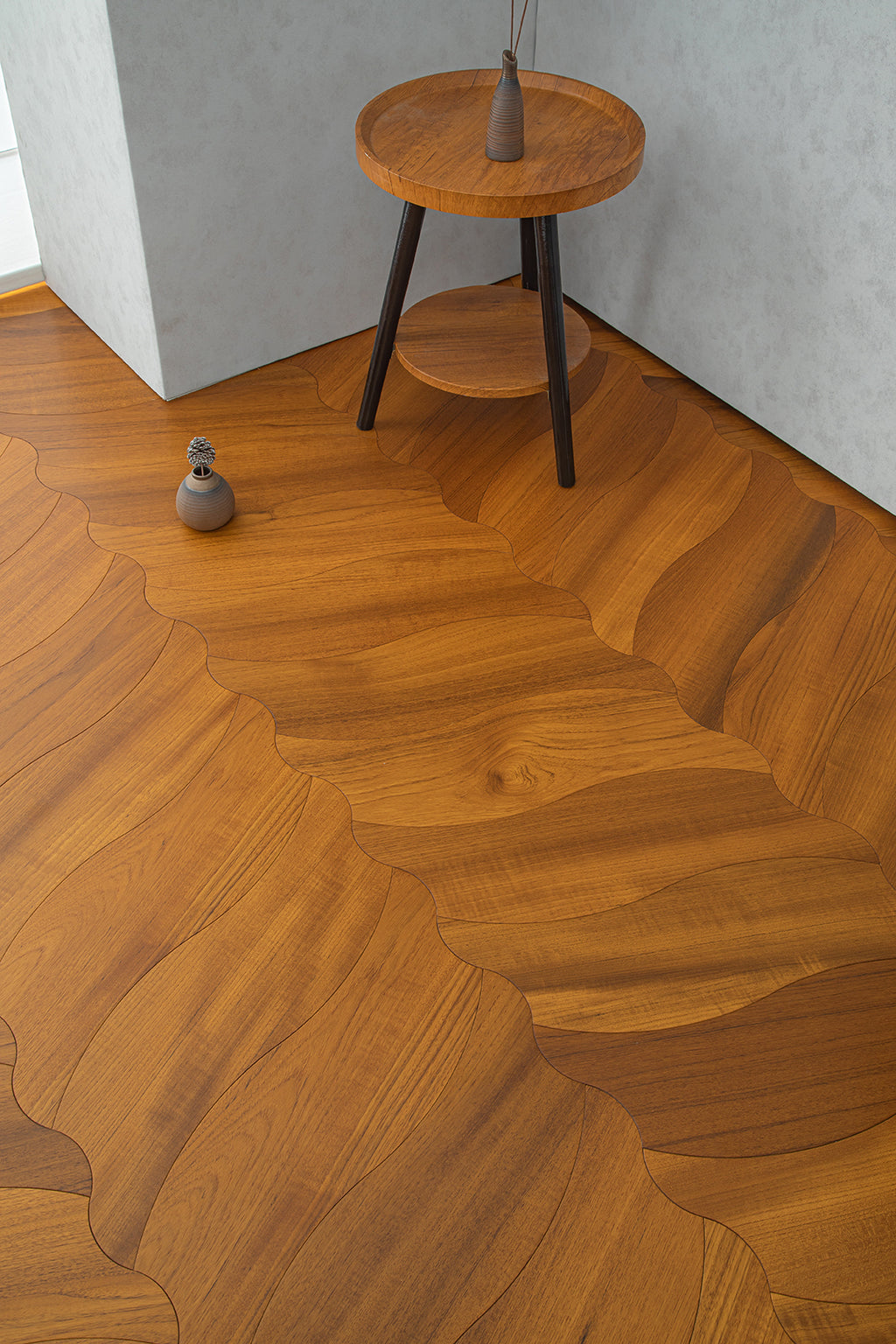 YXPY505 Teak Undulating Ripple Premium Parquet Flooring | Wave Series
