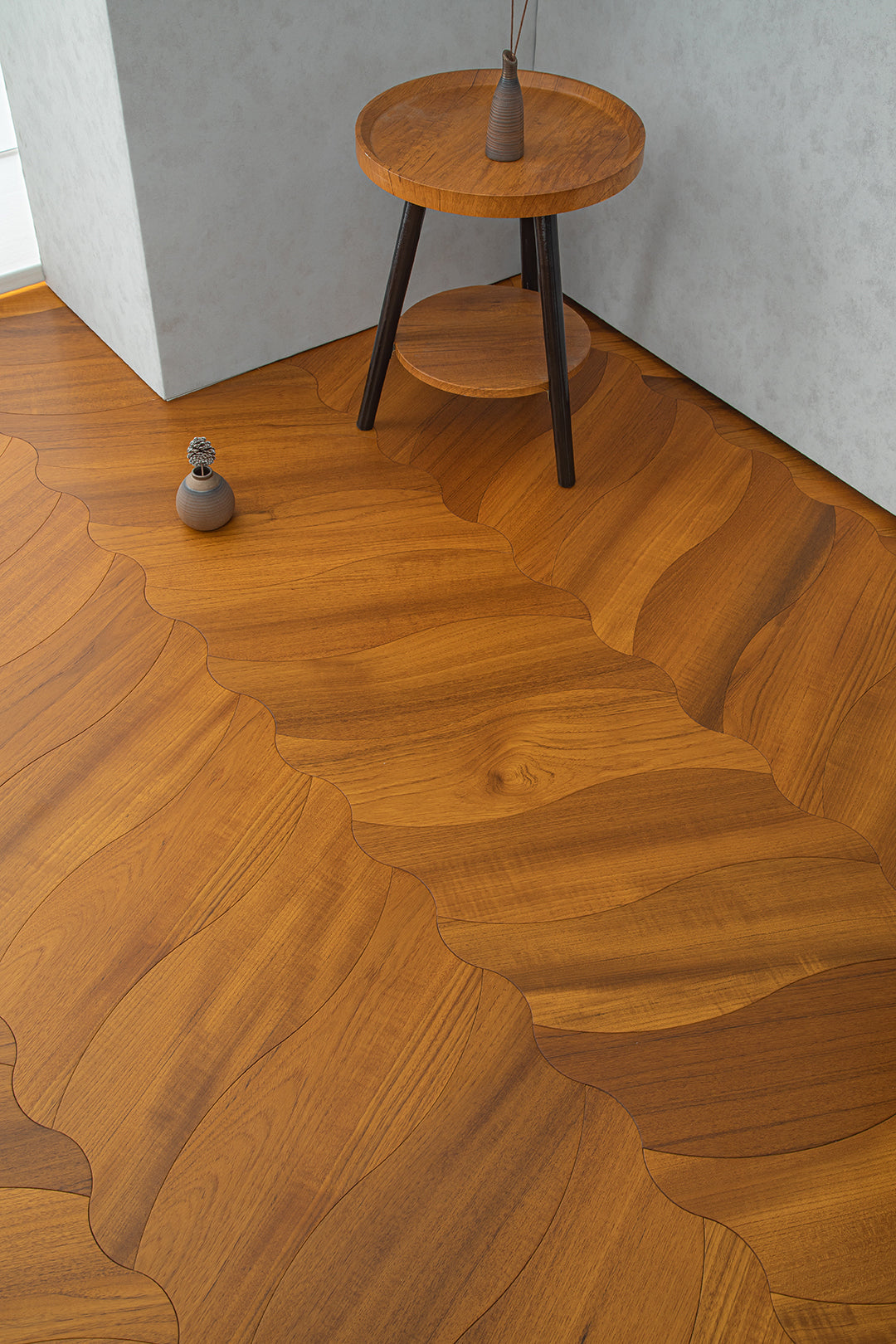 YXPY505 Teak Undulating Ripple Premium Parquet Flooring | Wave Series