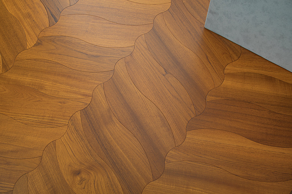 YXPY505 Teak Undulating Ripple Premium Parquet Flooring | Wave Series