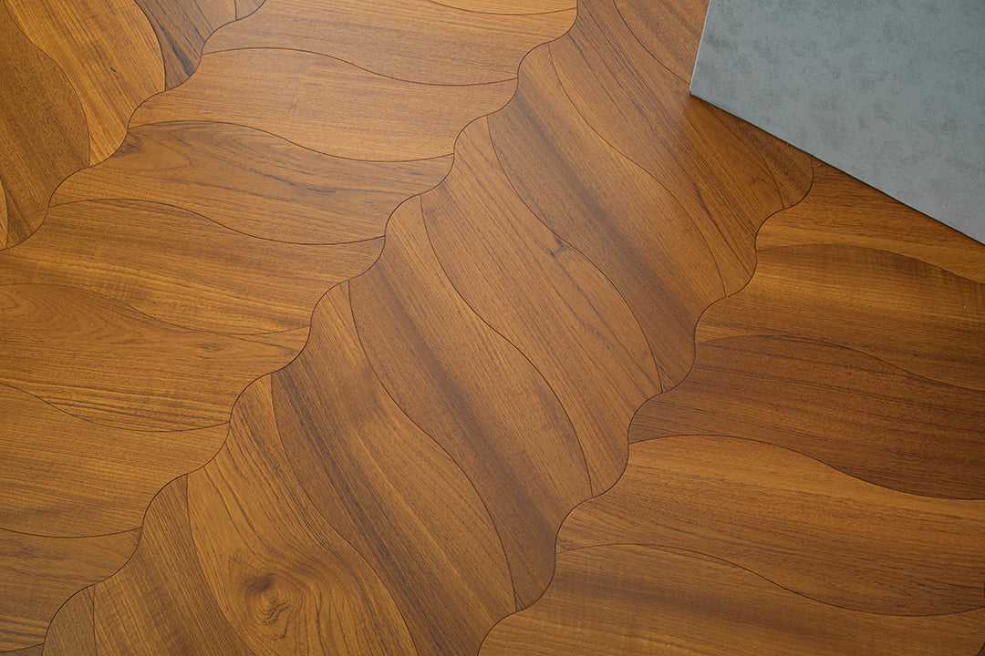 YXPY505 Teak Undulating Ripple Premium Parquet Flooring | Wave Series