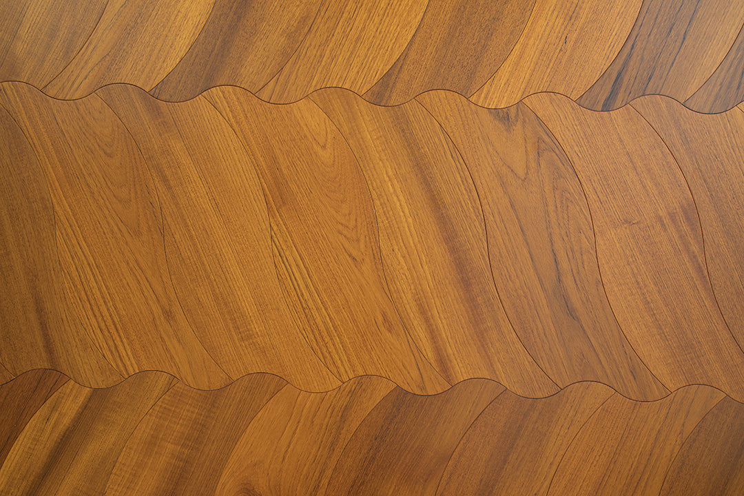 YXPY505 Teak Undulating Ripple Premium Parquet Flooring | Wave Series