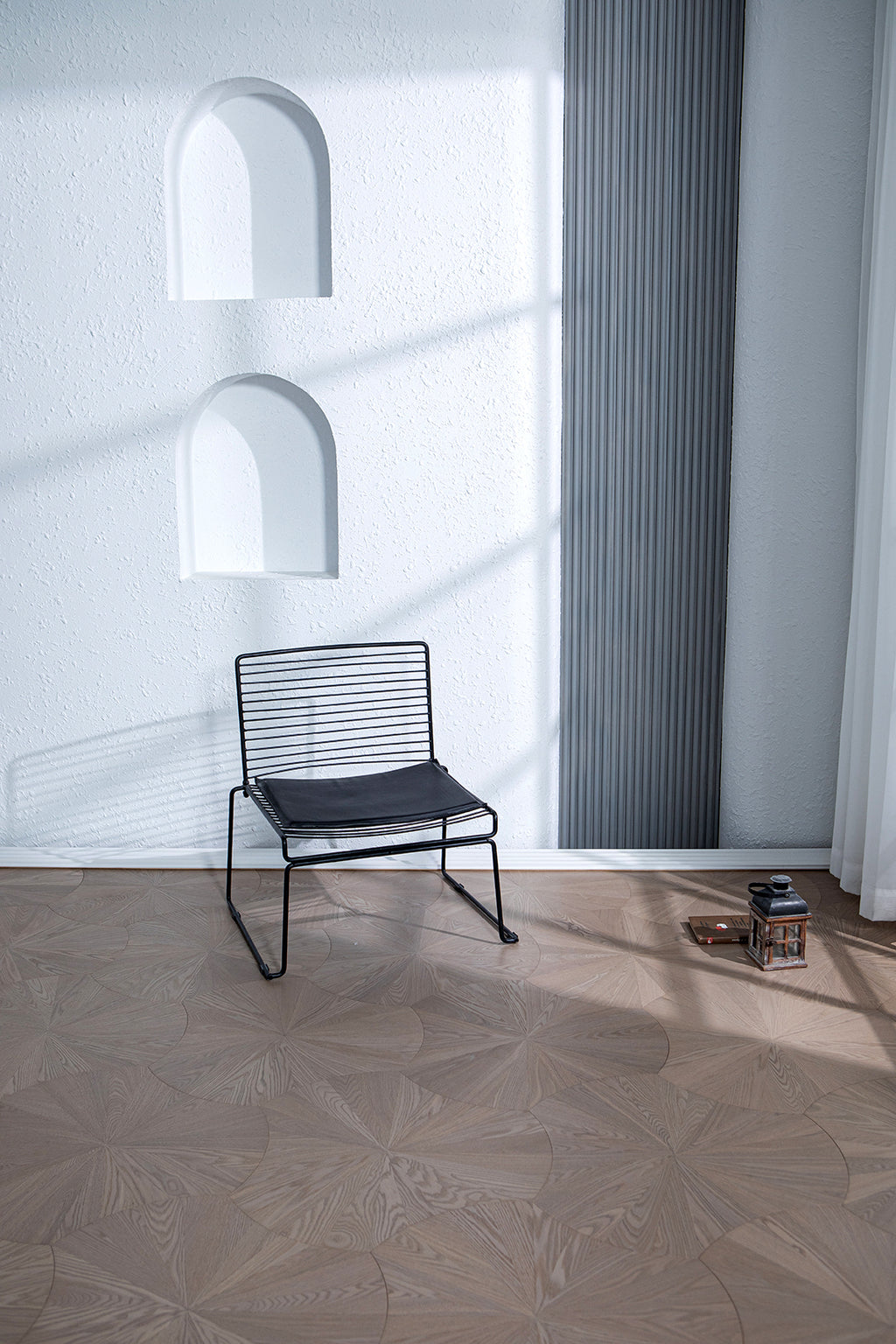 YXPS201 European Oak Circular Radial Pattern Parquet Flooring | Lotus Leaf Series