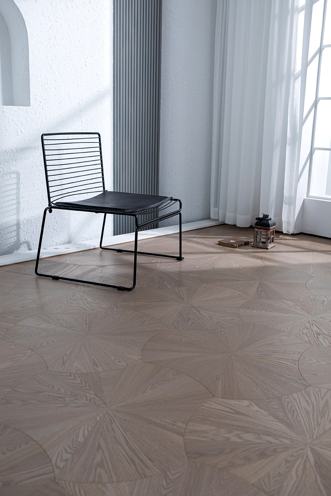 YXPS201 European Oak Circular Radial Pattern Parquet Flooring | Lotus Leaf Series