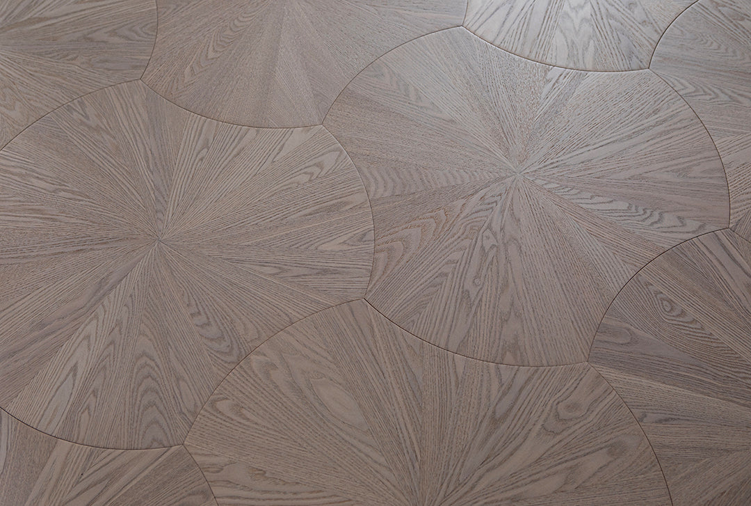 YXPS201 European Oak Circular Radial Pattern Parquet Flooring | Lotus Leaf Series