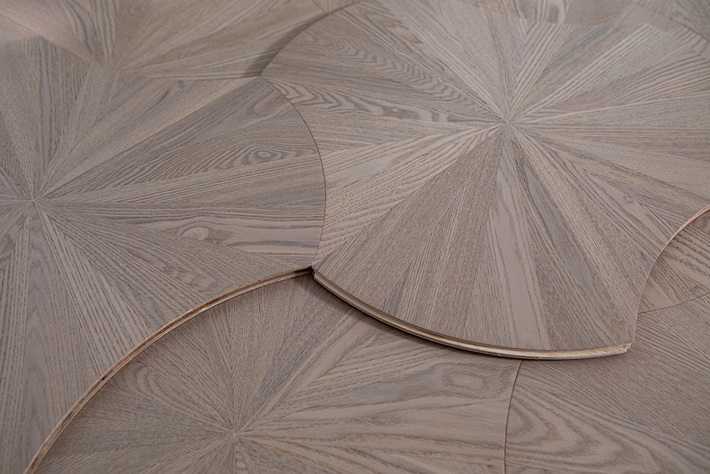 YXPS201 European Oak Circular Radial Pattern Parquet Flooring | Lotus Leaf Series
