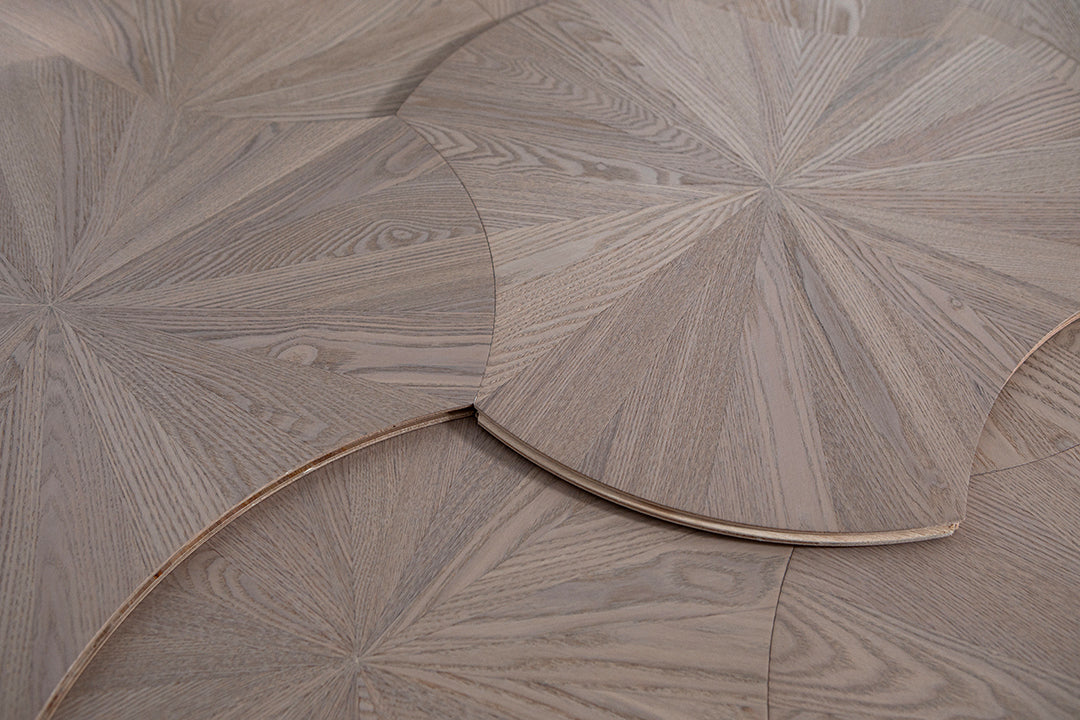 YXPS201 European Oak Circular Radial Pattern Parquet Flooring | Lotus Leaf Series
