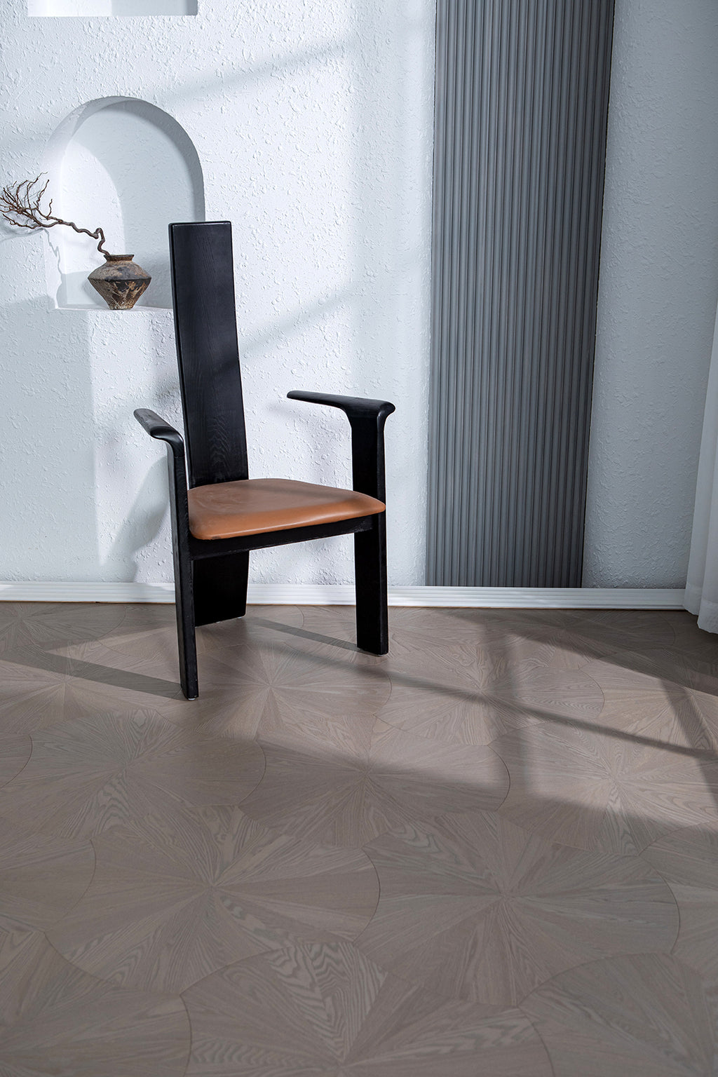 YXPS202 European Oak Circular Radial Pattern Parquet Flooring | Lotus Leaf Series