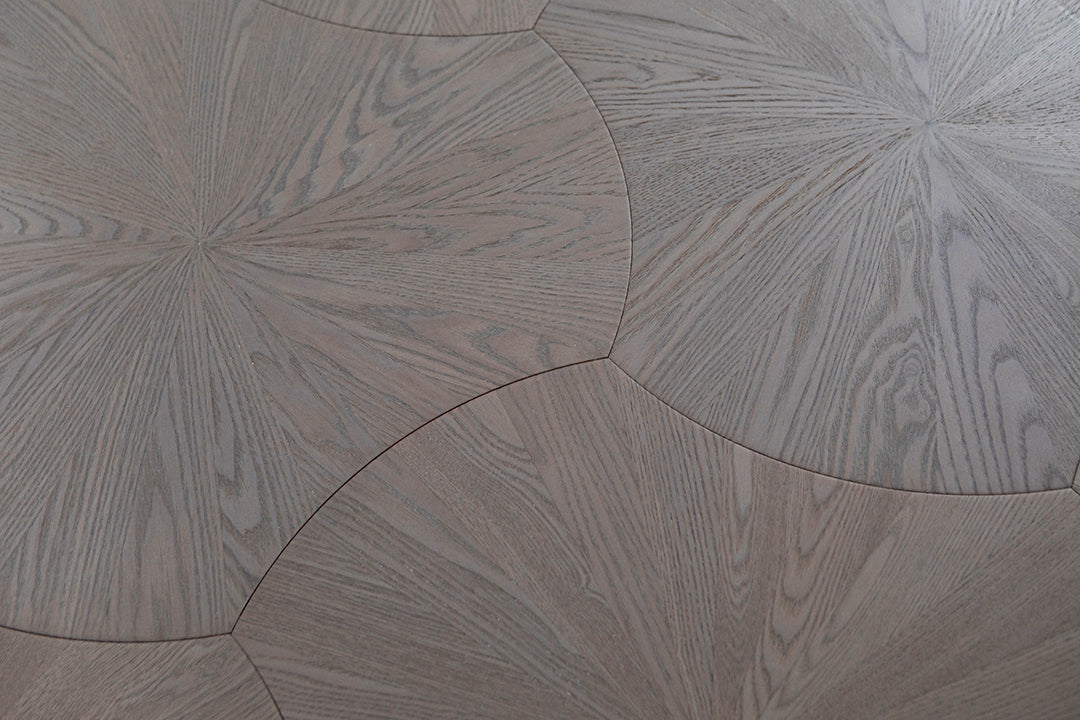 YXPS202 European Oak Circular Radial Pattern Parquet Flooring | Lotus Leaf Series