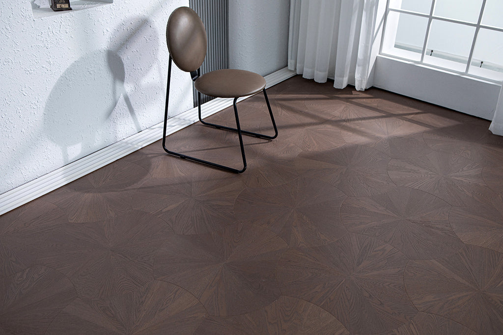YXPS203 European Oak Circular Radial Pattern Parquet Flooring | Lotus Leaf Series