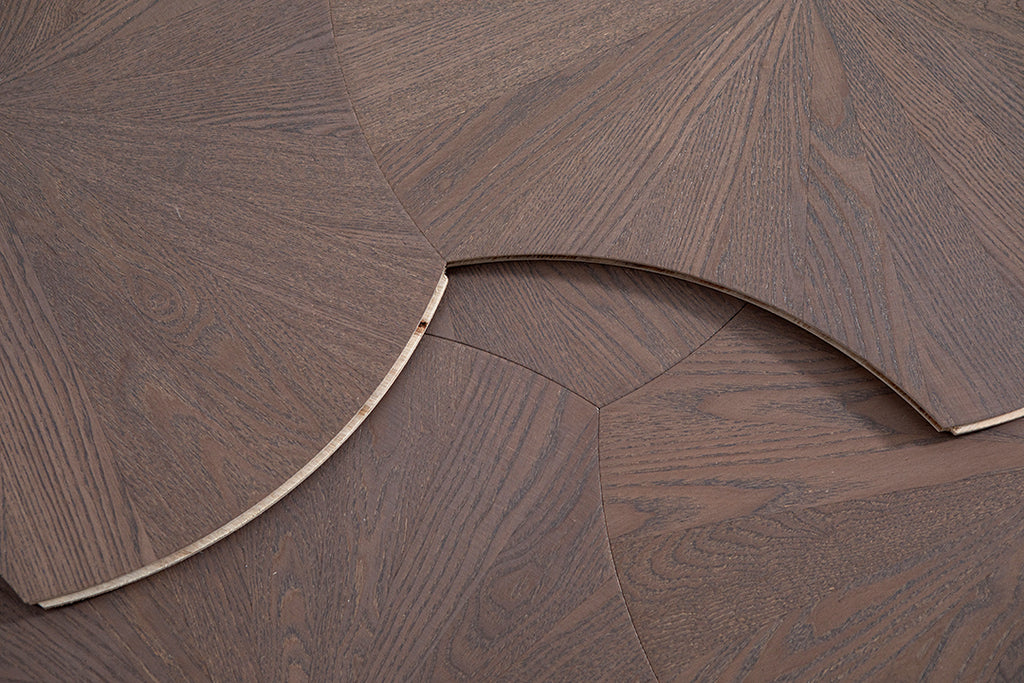 YXPS203 European Oak Circular Radial Pattern Parquet Flooring | Lotus Leaf Series