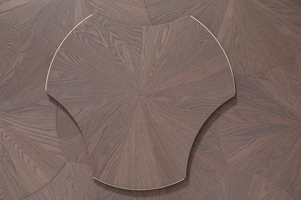 YXPS203 European Oak Circular Radial Pattern Parquet Flooring | Lotus Leaf Series