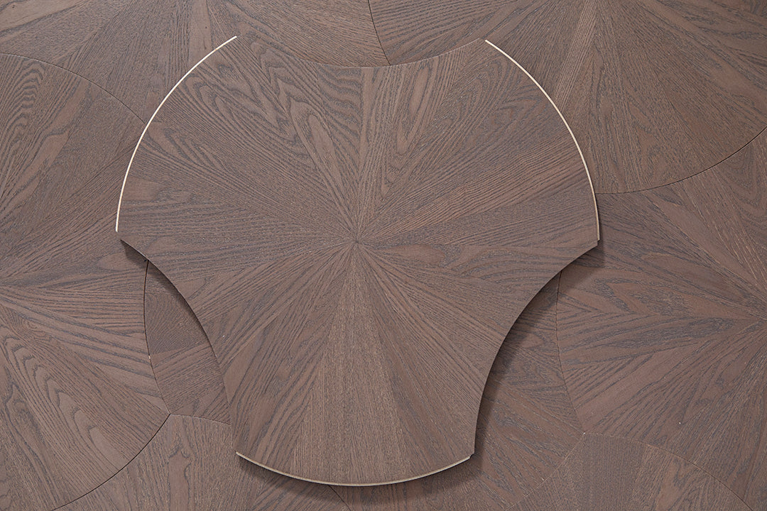 YXPS203 European Oak Circular Radial Pattern Parquet Flooring | Lotus Leaf Series