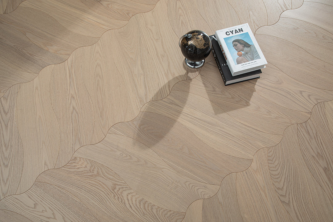YXPS206 European Oak Soft Ripple Flowing Parquet Flooring | Wave Series