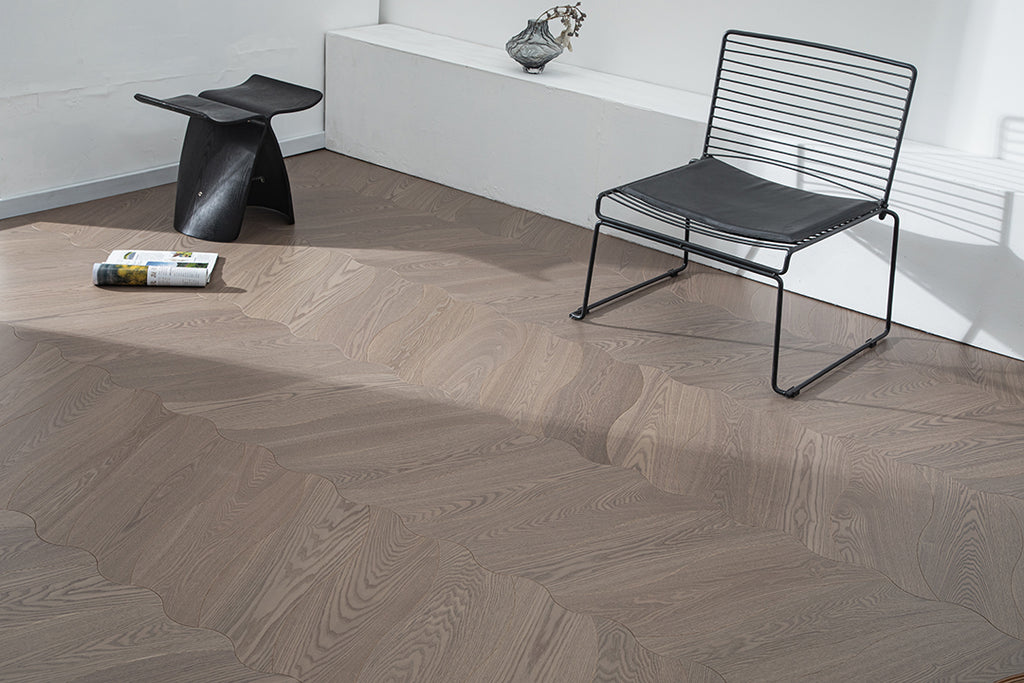 YXPS207 European Oak Soft Ripple Flowing Parquet Flooring | Wave Series