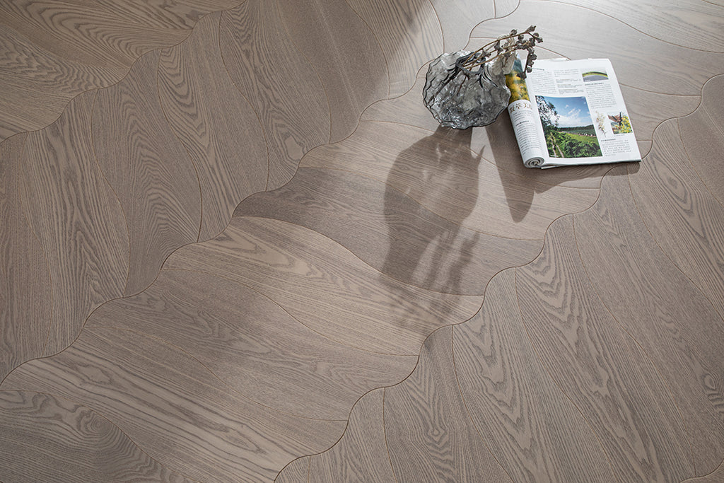 YXPS207 European Oak Soft Ripple Flowing Parquet Flooring | Wave Series