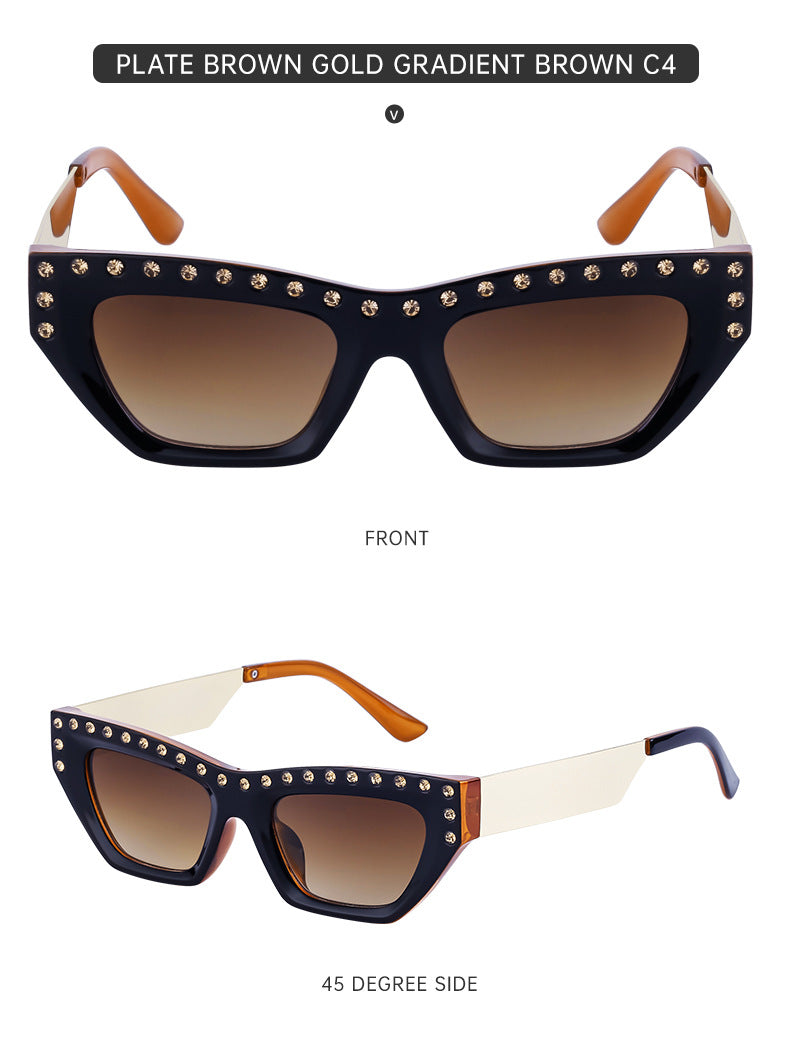 New Fashion Cat Eye Sunglasses for Women Trendy High-end Rhinestone Sunglasses Wholesale sunglasses